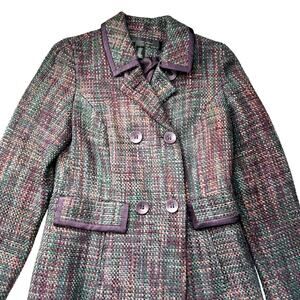 Apostrophe Blend Tweed Long Coat Gossip Girl Blair Waldorf Y2K size 2 xs Purple
